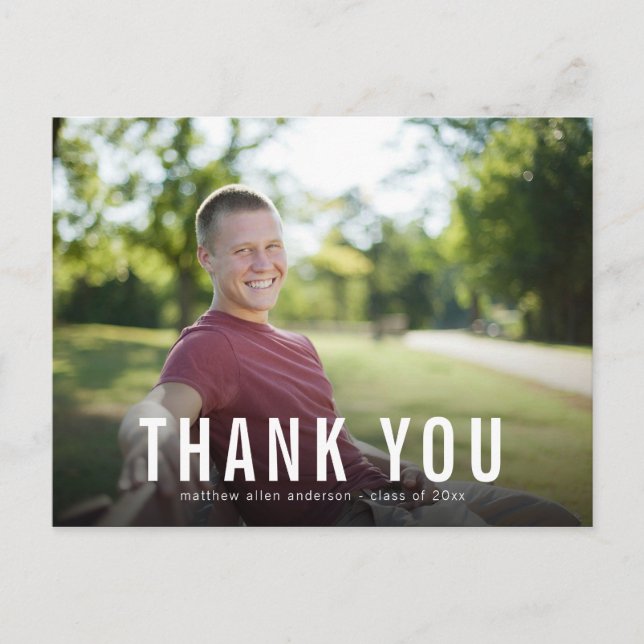 Simple Male Graduation Thank You Postcard (Front)