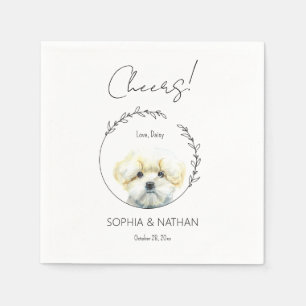 Simple Maltese Dog Wedding Cocktail Napkin