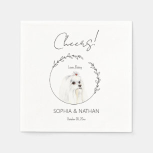 Simple Maltese Dog Wedding Cocktail Napkin