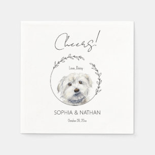 Simple Maltese Dog Wedding Cocktail  Napkin