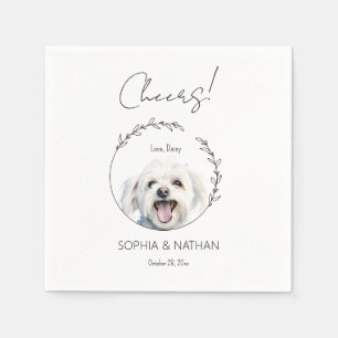 Simple Maltese Dog Wedding Cocktail  Napkin