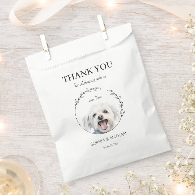 Simple Maltese Dog Wedding Thank You Favour Bags (Clipped)