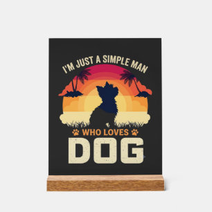 Simple Man Who Loves Dog Silhouette Sunset Palm Tr Acrylic Sign