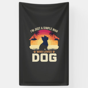Simple Man Who Loves Dog Silhouette Sunset Palm Tr Banner