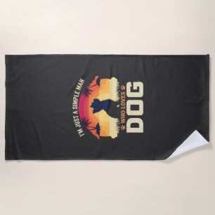 Simple Man Who Loves Dog Silhouette Sunset Palm Tr Beach Towel