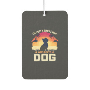 Simple Man Who Loves Dog Silhouette Sunset Palm Tr Car Air Freshener