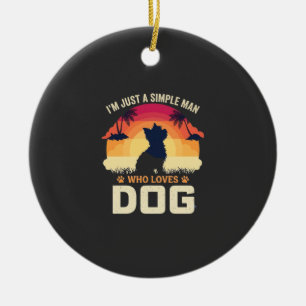 Simple Man Who Loves Dog Silhouette Sunset Palm Tr Ceramic Tree Decoration