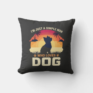Simple Man Who Loves Dog Silhouette Sunset Palm Tr Cushion