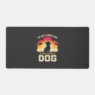 Simple Man Who Loves Dog Silhouette Sunset Palm Tr Desk Mat