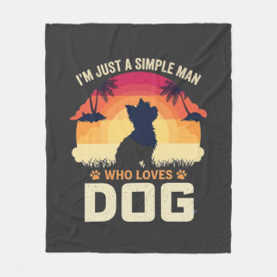 Simple Man Who Loves Dog Silhouette Sunset Palm Tr Fleece Blanket