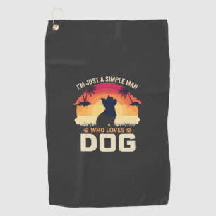 Simple Man Who Loves Dog Silhouette Sunset Palm Tr Golf Towel