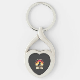 Simple Man Who Loves Dog Silhouette Sunset Palm Tr Key Ring