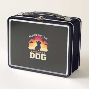 Simple Man Who Loves Dog Silhouette Sunset Palm Tr Metal Lunch Box