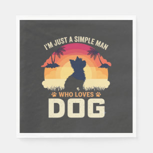 Simple Man Who Loves Dog Silhouette Sunset Palm Tr Napkin