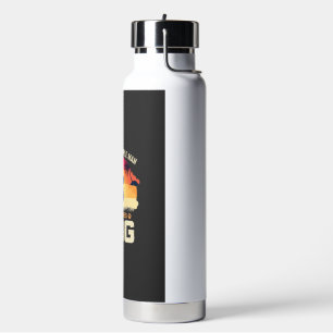 Simple Man Who Loves Dog Silhouette Sunset Palm Tr Water Bottle