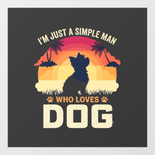 Simple Man Who Loves Dog Silhouette Sunset Palm Tr Window Cling