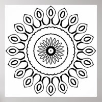 Simple Mandala Colouring Page with Teardrop Petals