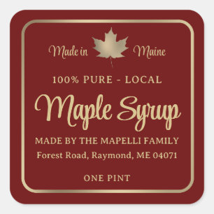 Simple Maple Syrup Label Gold Leaf Gold Frame