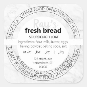 Simple Marble Cottage Law Food Label Sticker
