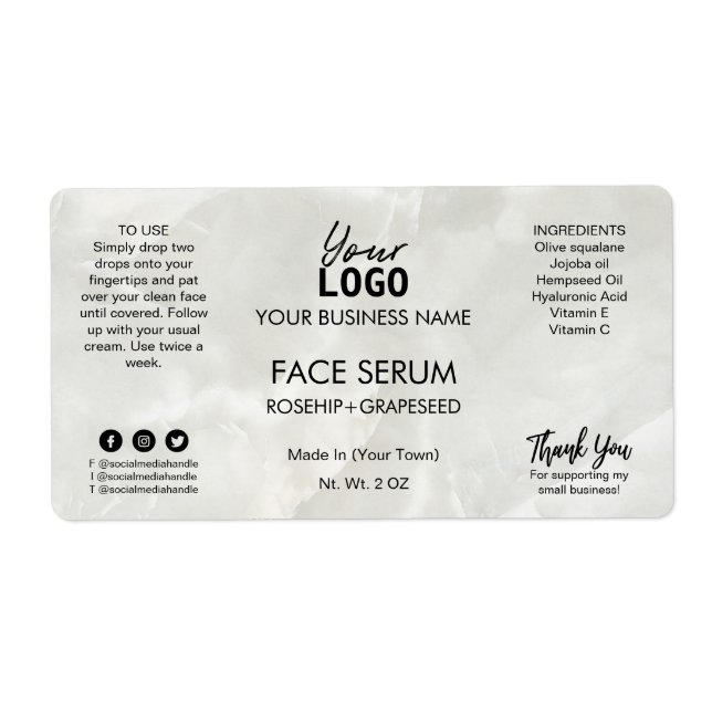 Simple Marble Face Serum Label (Front)