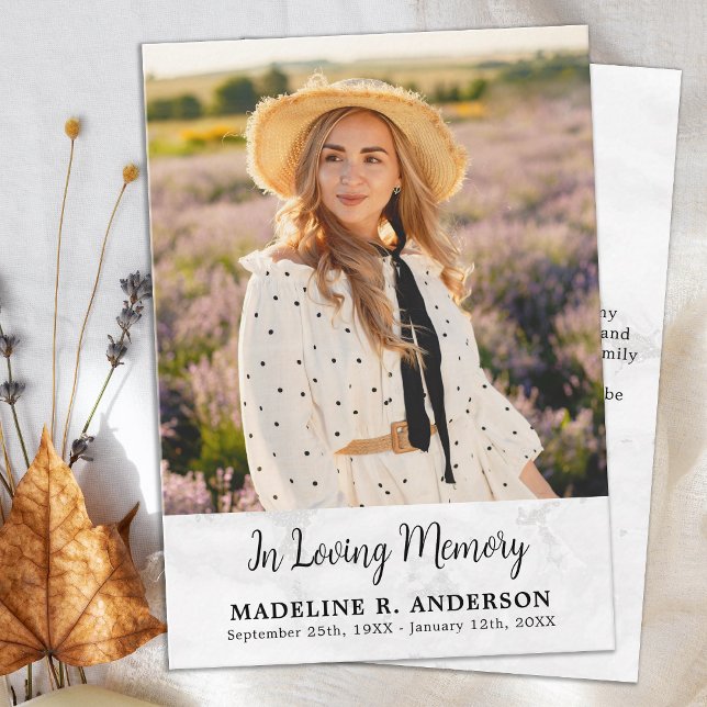 Simple Marble Memorial Photo Funeral Thank You Card (Creator Uploaded)