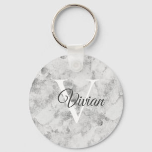 Simple Marble Monogram Name Key Ring