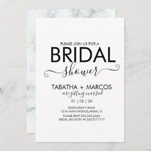 Simple Marble Pattern Script BRIDAL Shower  Invitation