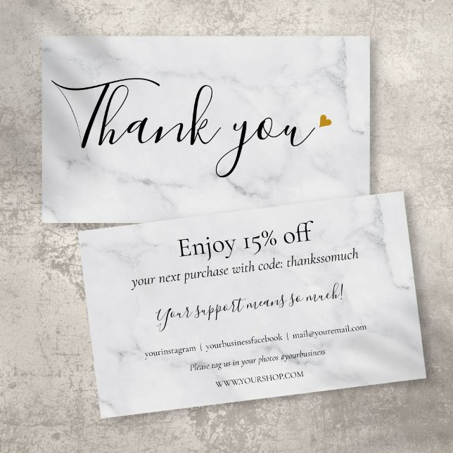 Simple Marble Thank You For Shopping Discount Card (Simple Marble Thank You For Shopping Discount Card)