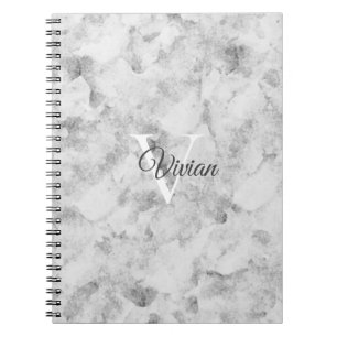 Simple Marble Watercolor Monogram Name Notebook