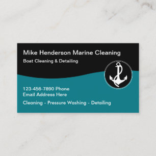 Simple Marine Boat Cleaning Business Cards