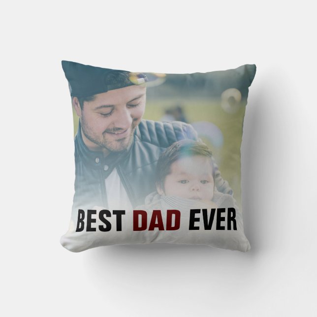 Simple Maroon Best Dad Ever Photo Father’s Day Cushion (Front)