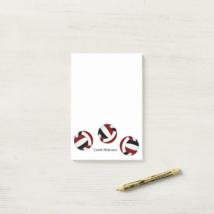 simple maroon black volleyballs w coach name post-it notes