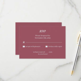 Simple Maroon Custom Wedding RSVP Card