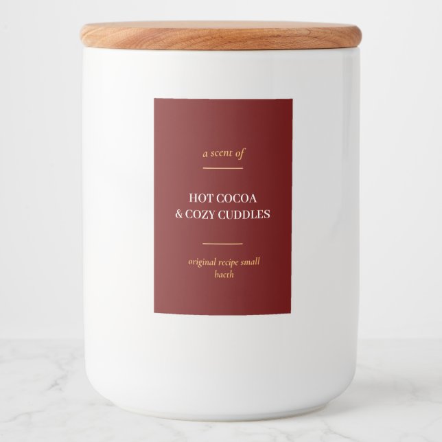 SIMPLE MAROON MINIMALIST MODERN CANDLE FOOD LABEL (Front)