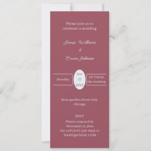 Simple Maroon Personalised Wedding Invitation