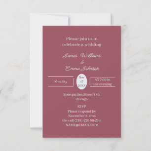 Simple Maroon Personalised Wedding Invitation