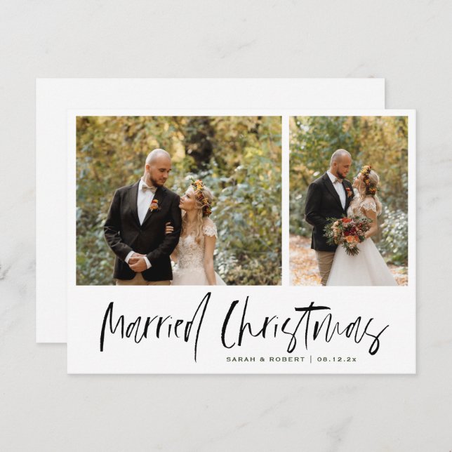 Simple Married Christmas Wedding Announcement Postcard (Front/Back)