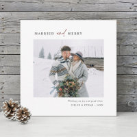 Simple Married & Merry Newlyweds Photo Square