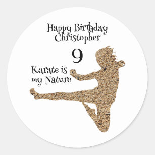 Simple Martial Arts Karate Kids Boy Happy Birthday Classic Round Sticker