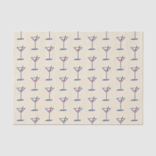 Simple Martini Glass Modern Vintage Pink Blue  Tissue Paper