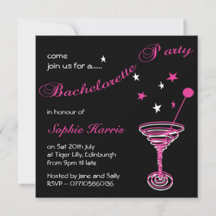 Simple Martini Swirl Bachelorette Party Invitation