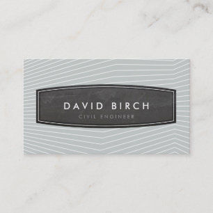 SIMPLE masculine chalkboard badge pale grey Business Card