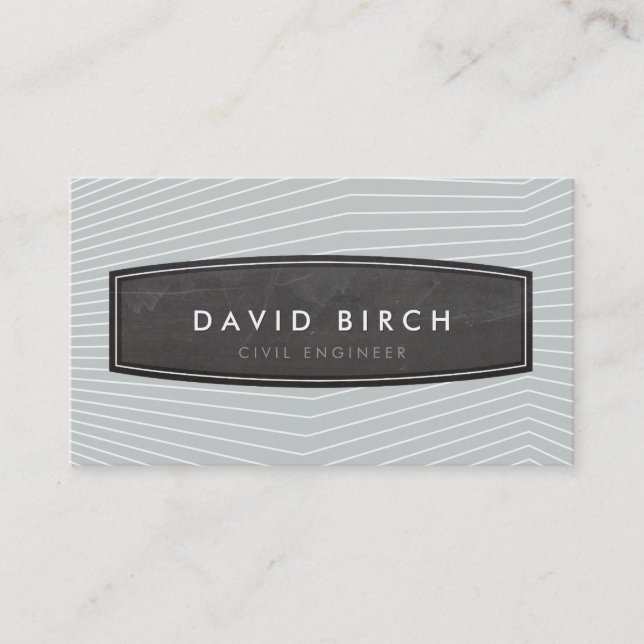 SIMPLE masculine chalkboard badge pale grey Business Card (Front)