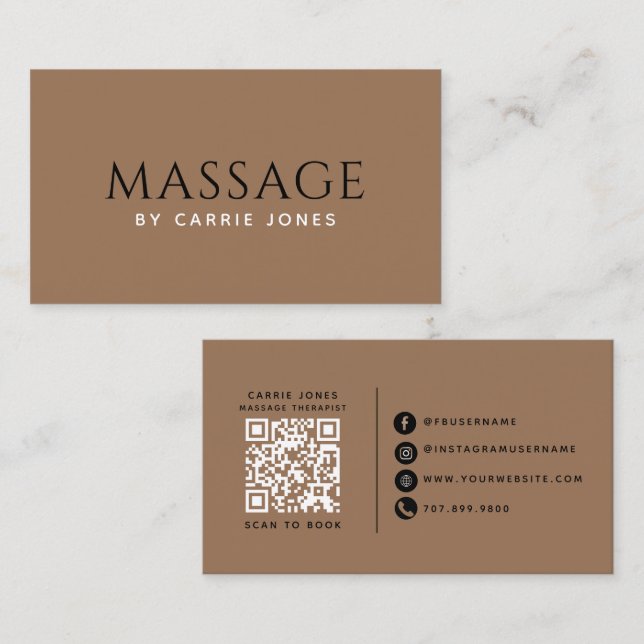 Simple Massage Therapist  Business Card (Front/Back)