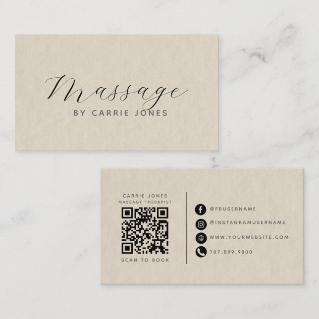 Simple Massage Therapist  Business Card (Front/Back)