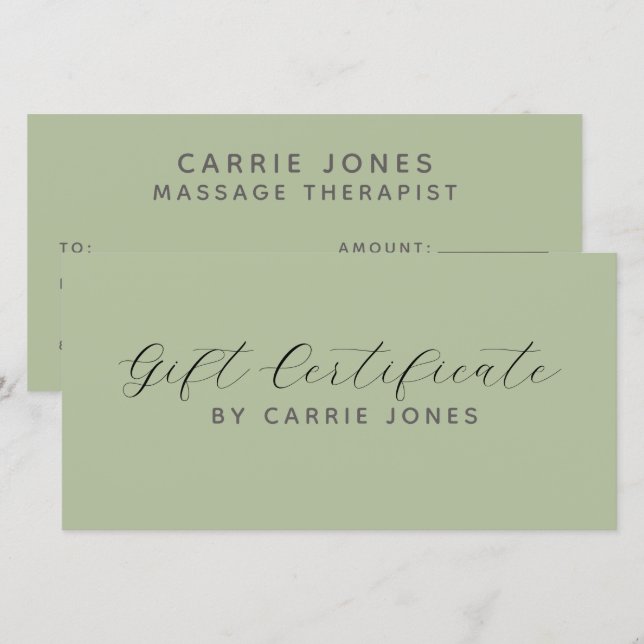 Simple Massage Therapist Sage Green (Front/Back)