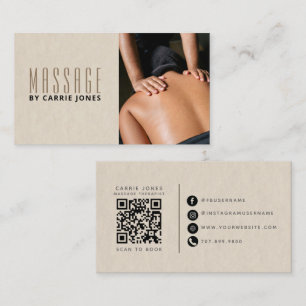 Simple Massdgae Therapist Photo Business Card