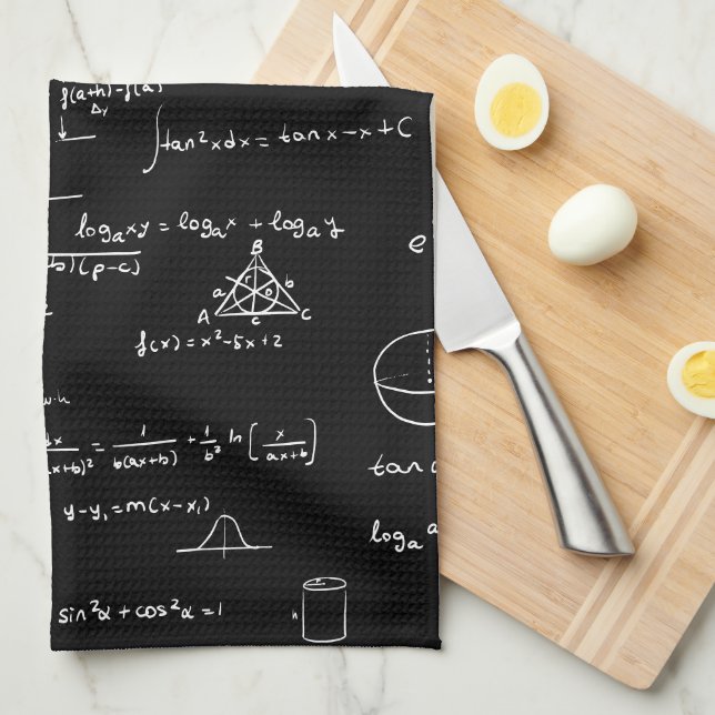 Simple Math Formulas Equations Handwritten Algebra Tea Towel (Quarter Fold)