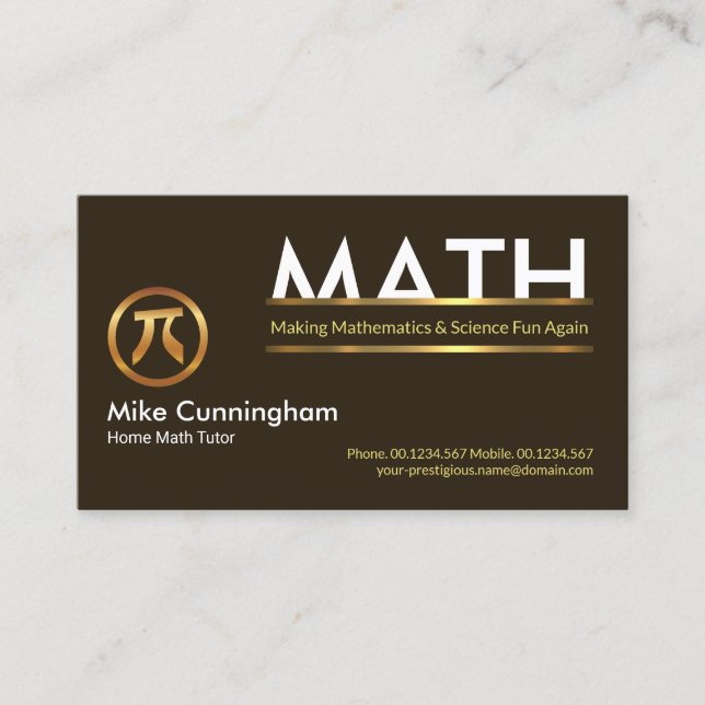 Simple Math Signage Special Placard Math Tutor Business Card (Front)