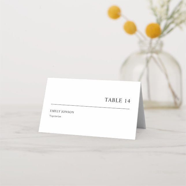 Simple Meal Choice Wedding Place Card (Front)